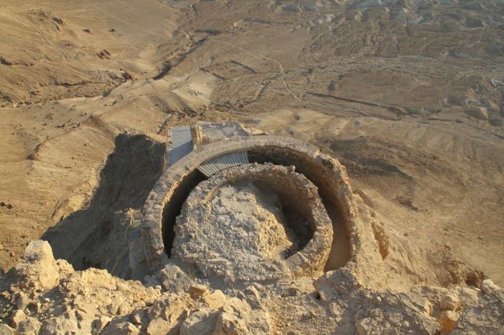 Looking down to the lower terrace of Herod's Northern Palace